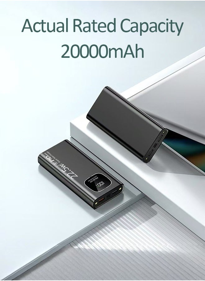 Rated Capacity 20000 mAh Power Bank -PD 22.5W Bidirectional Fast Charging- High-Speed Portable Power Source - Portable Fast Charger  - Smart Digital Display - High-Capacity Battery Pack Mobile power supply for iPhone 16/15/14 Series, Samsung, Huawei, Xiaomi, Redmi, Vivo, Oppo, iPad, Apple Watch and More