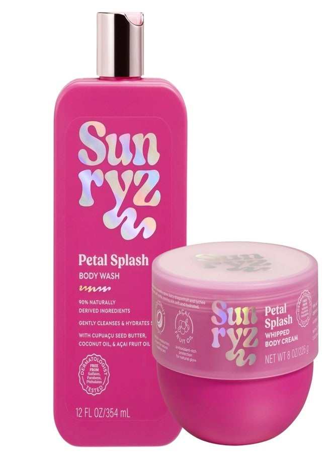 PDC Brands Sunryz Limited Edition Summer Scented Body Wash and Whipped Body Cream Duo, Petal Splash, 12 FL OZ Body Wash, 8 OZ Body Cream, 2 Piece Set - Image 1