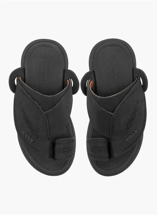 لو كونفورت Boys Embroidered Arabic Sandals with Toe Detail