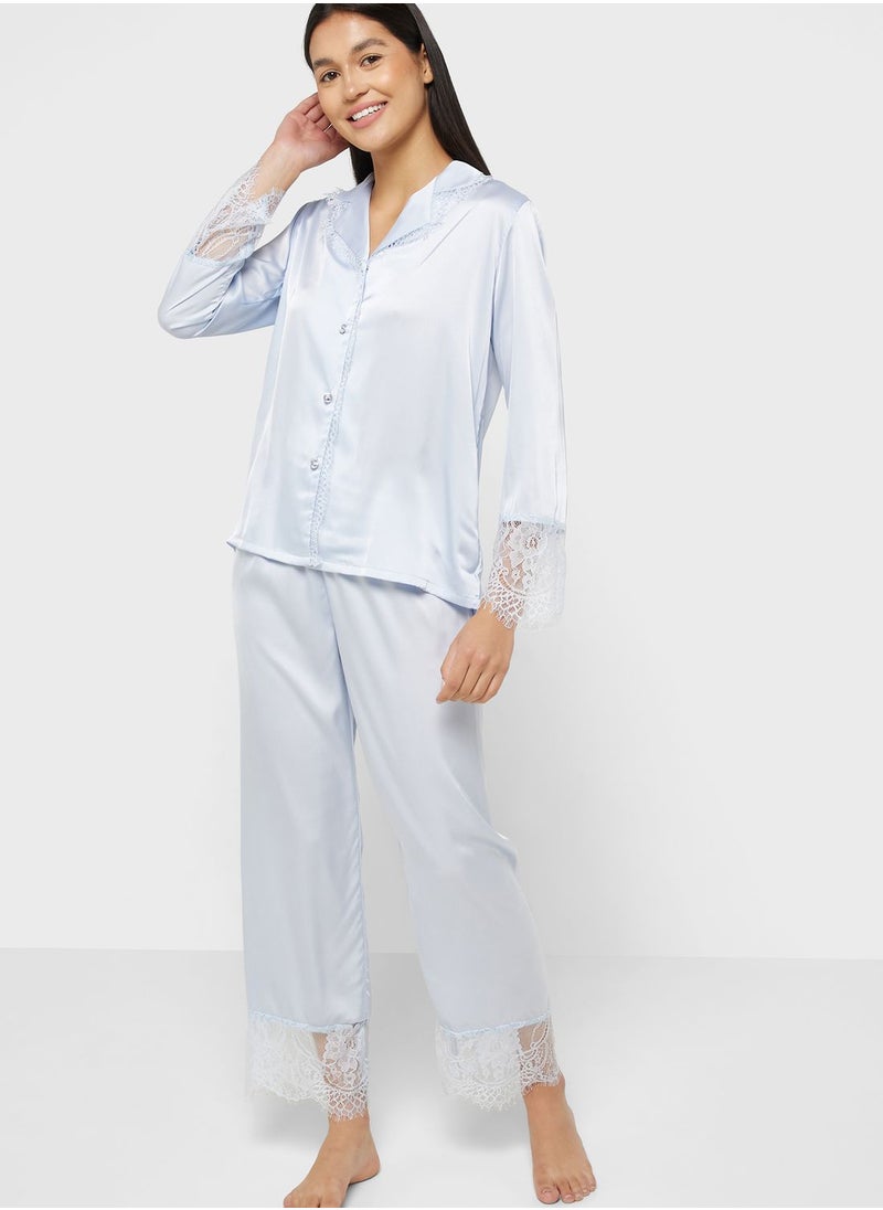 Khizana - Lace Detail Pyjama Set - Image 1