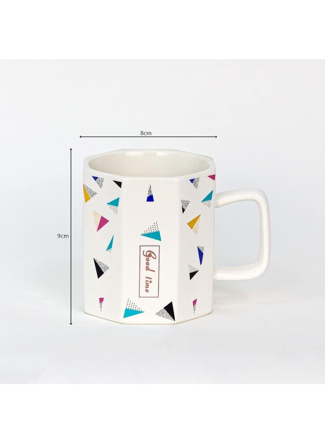 Winds Trading Ceramic Diamond Shape Coffee Mug 320ml Octagonal Design Words Scripted 'Good Idea' Printed Easy Grip Handle Tea Cups Printed Cappuccino Mugs Latte Hot Choco Office Bedroom Home Tableware Dining Cup - Image 4