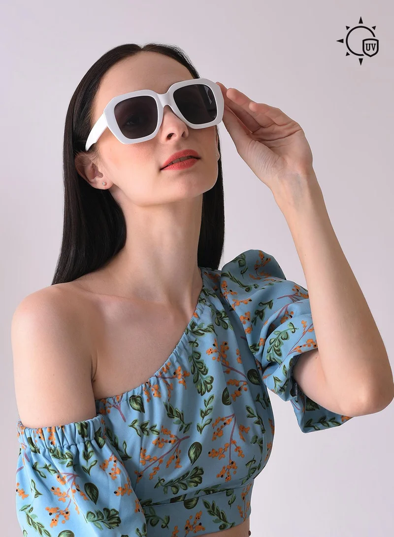 Haute Sauce Black Lens White Wayfarer Sunglasses