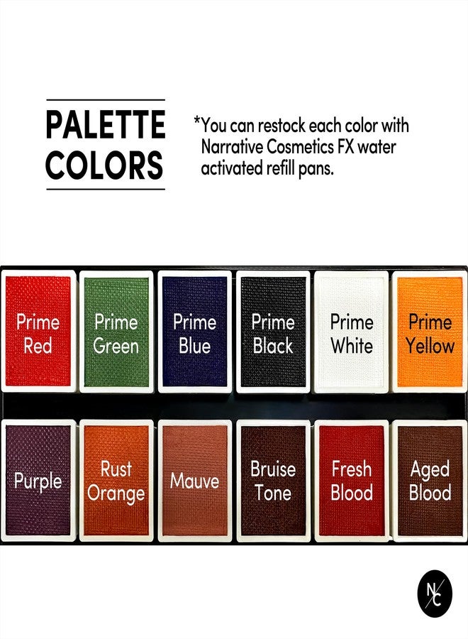 Narrative Cosmetics FX 12-Color Palette - Water-Activated Face & Body Paint for SFX, Theater, Cosplay - High-Pigment, Blendable SFX Makeup, Easy-to-Use for Film & TV - Image 5