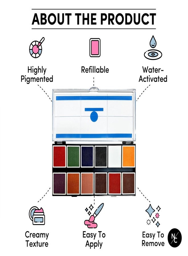 Narrative Cosmetics FX 12-Color Palette - Water-Activated Face & Body Paint for SFX, Theater, Cosplay - High-Pigment, Blendable SFX Makeup, Easy-to-Use for Film & TV - Image 4