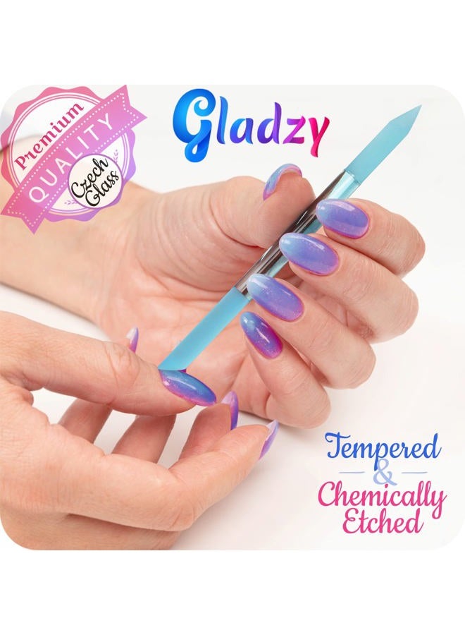 Gladzy Glass Cuticle Pusher Nail File - Manicure Sticks, Professional Precision File Skin Pusher for Cuticle, Sanding Surface Never Wear Out, Genuine Czech Quality - Turquoise - Image 5