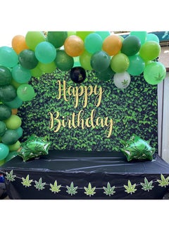 Avezano Green Leaves Happy Birthday Backdrop For Jungle Safari Birthday Party Decorations Banner Nature Green Grass Wall Birthday Party Photoshoot Photobooth Photography Background(7X5Ft)  - Image 3