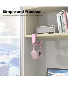 Bukela Gaming Headset Headphone Hook Holder Hanger Mount,Headphones Stand with Adjustable and Rotating Arm Clamp,Under Desk Design,Universal Fit,Built in Cable Clip Organizer , Pink  - Image 2