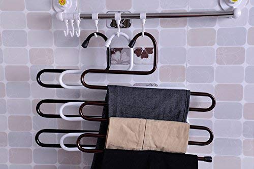 Everbuy Iron Stainless Steel s Multi-Layered Pants Rack, Pants Hanger Rack Multifunction S-Type Magic Pants Rack Lengthened (Multi, Pack of-2) - Image 3