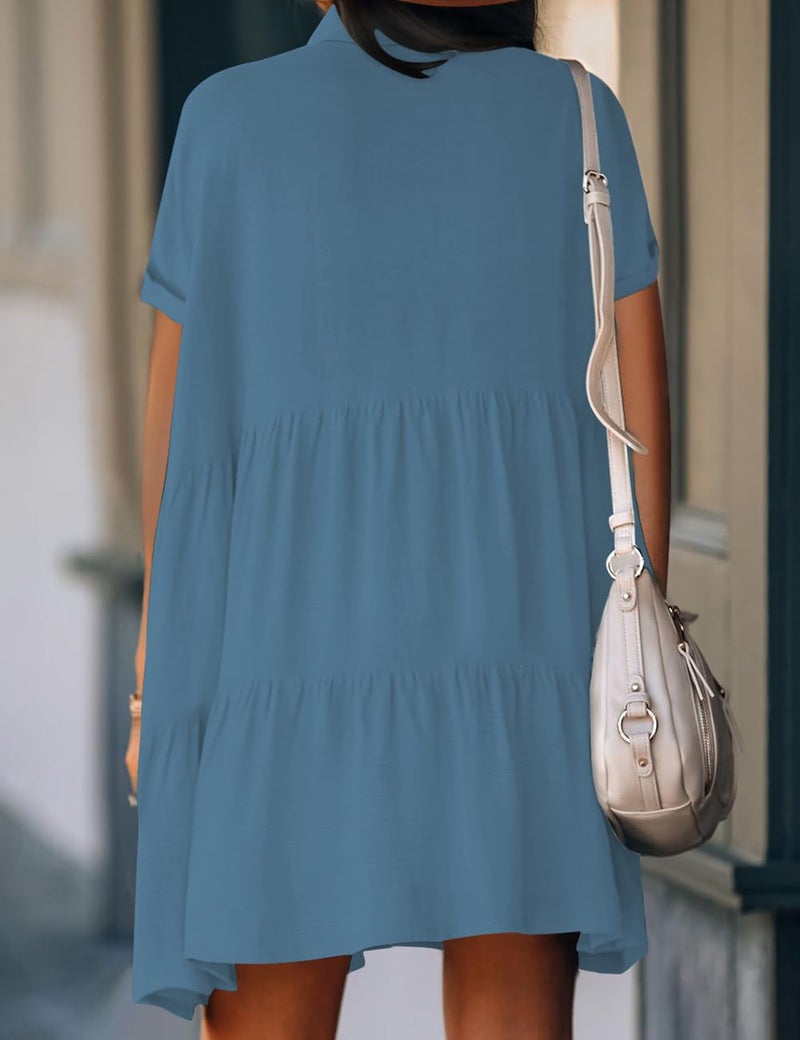 Bsubseach Swimsuit Coverup for Women Swimwear Button Bathing Suit Cover Up Shirt Casual Dresses Beach Vacation Wear Haze Blue S - Image 5