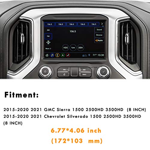 Moonlinks حامي شاشة Moonlinks لجهاز GMC من 2015-2021 GMC Sierra/Canyon Chevy Silverado/Colorado، زجاج مقسى بصلابة 9H مضاد للتوهج والخدوش وبصمات الأصابع، حامي شاشة مركزية بحجم 8 إنش - Image 3