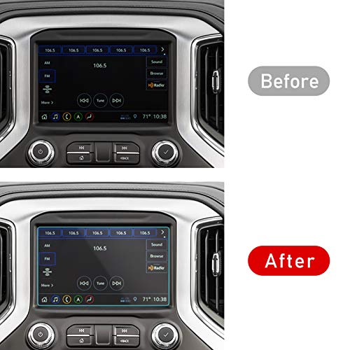 Moonlinks حامي شاشة Moonlinks لجهاز GMC من 2015-2021 GMC Sierra/Canyon Chevy Silverado/Colorado، زجاج مقسى بصلابة 9H مضاد للتوهج والخدوش وبصمات الأصابع، حامي شاشة مركزية بحجم 8 إنش - Image 4