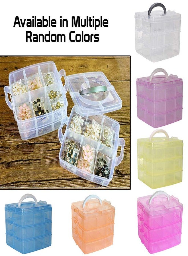 AVIROM Transparent plastic multifunctional jewellery storage organizer, jewellery case organizer box for earrings and chains and craft material for women (3 layer/multicolour) - Image 4