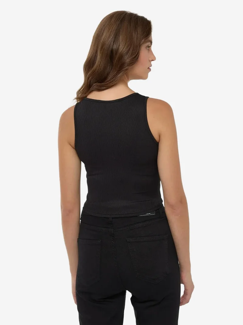 HICCUP Basic Button Detailed Crop Top