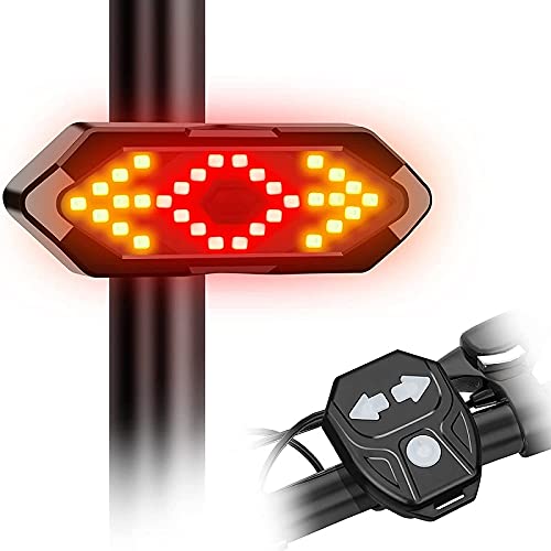 FASTPED ® Bicycle Tail Light USB Rechargable Smart Wireless Remote Control Turn Signal Warning Lamp Bike Taillight (A) Bicycle Tail Light with Turn Signals Brake Light,Tweeter Wireless Remote Light - Image 1