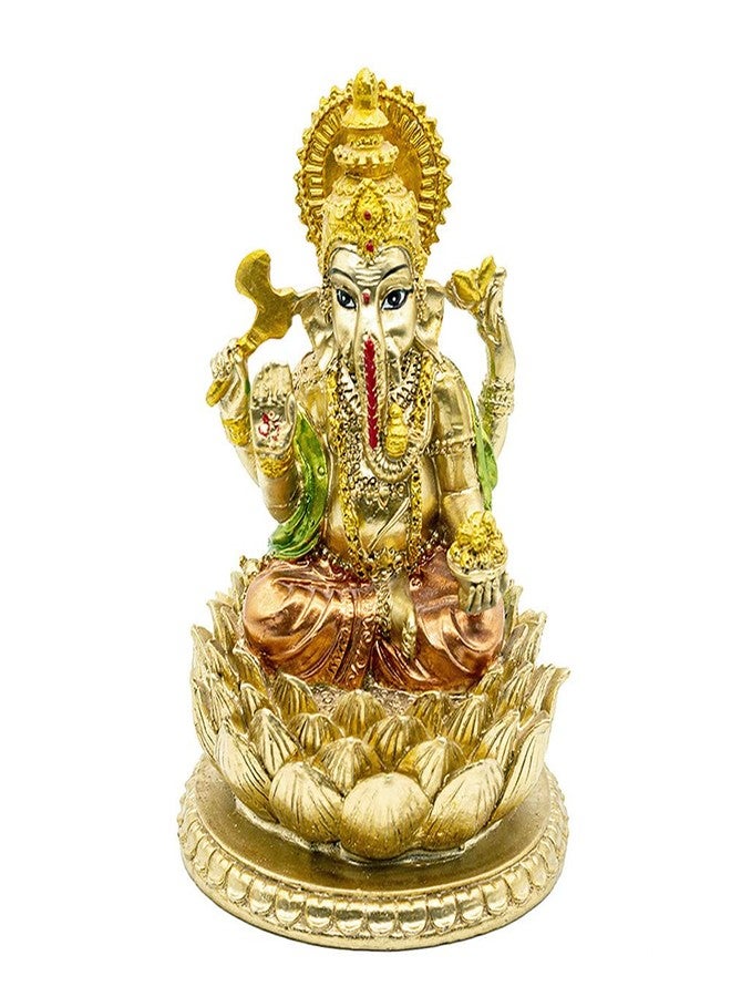 BangBangDa 6.3”H Resin Hindu God Lord Ganesha Idol Statue Elephant God Ganpati Figurine for Home Temple Mandir Altar Shrine Puja Item Ganesh Chaturthi Decor Spiritual ornament for Yoga Meditation Pooja Room - Image 1