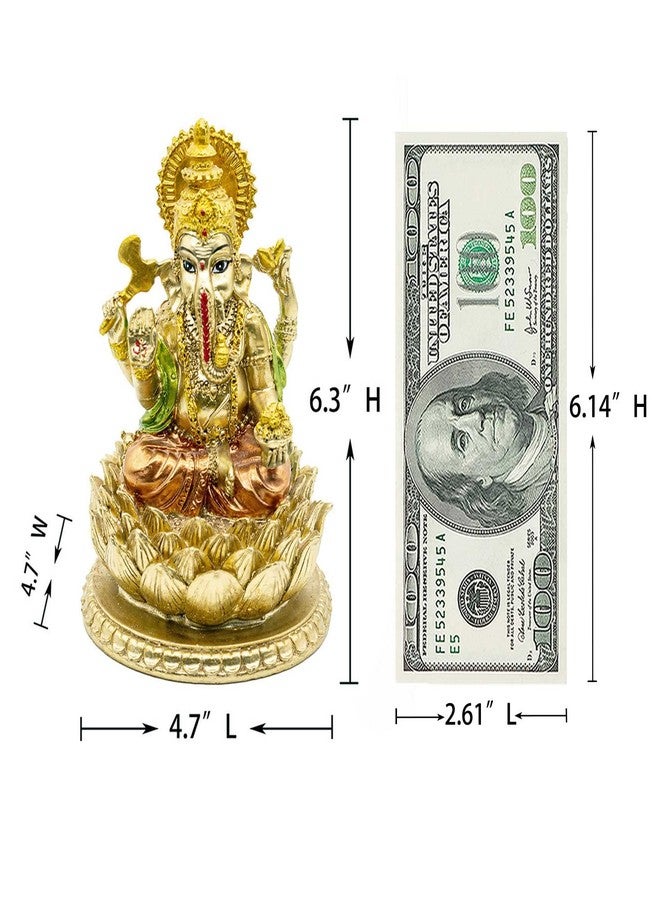 BangBangDa 6.3”H Resin Hindu God Lord Ganesha Idol Statue Elephant God Ganpati Figurine for Home Temple Mandir Altar Shrine Puja Item Ganesh Chaturthi Decor Spiritual ornament for Yoga Meditation Pooja Room - Image 4