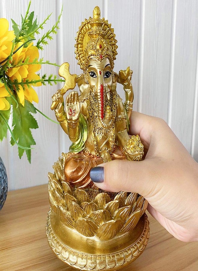 BangBangDa 6.3”H Resin Hindu God Lord Ganesha Idol Statue Elephant God Ganpati Figurine for Home Temple Mandir Altar Shrine Puja Item Ganesh Chaturthi Decor Spiritual ornament for Yoga Meditation Pooja Room - Image 5