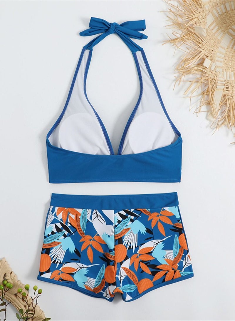 Loquat 2 Piece Beach Bow Swimsuit Bikini Blue - Image 2