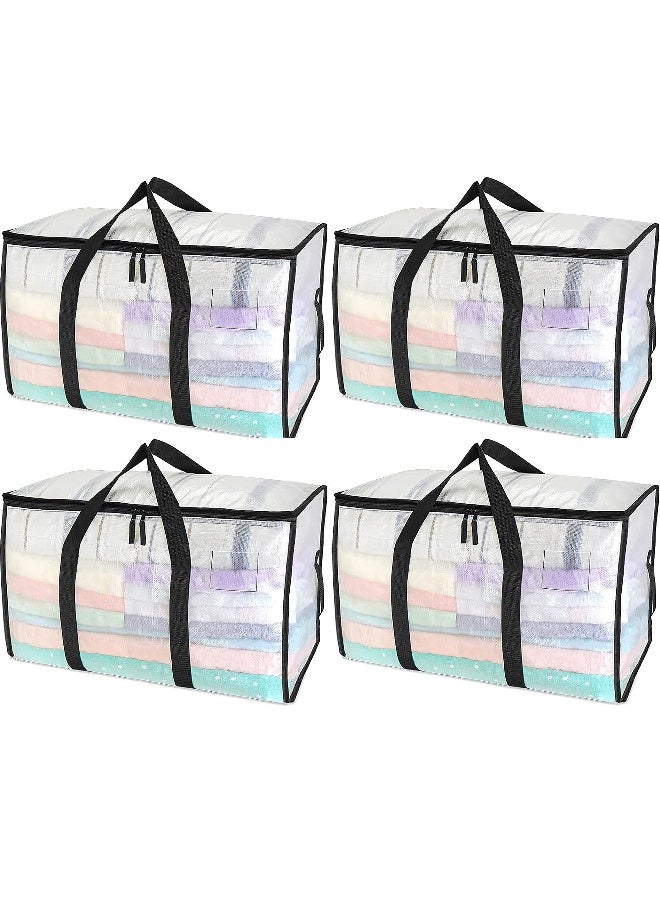 4-Pack Heavy Duty Storage Bags, 92L Foldable Closet Organizer Storage Container, Large Moving Boxes with Backpack Straps, Storage Bins – Packing Bags & Moving Bags  - Image 1
