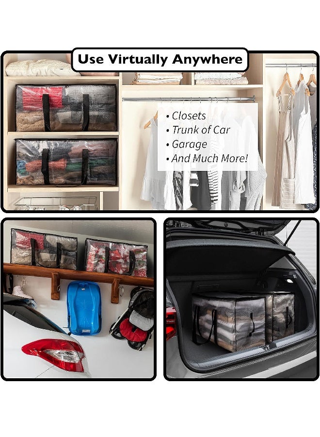 4-Pack Heavy Duty Storage Bags, 92L Foldable Closet Organizer Storage Container, Large Moving Boxes with Backpack Straps, Storage Bins – Packing Bags & Moving Bags  - Image 4