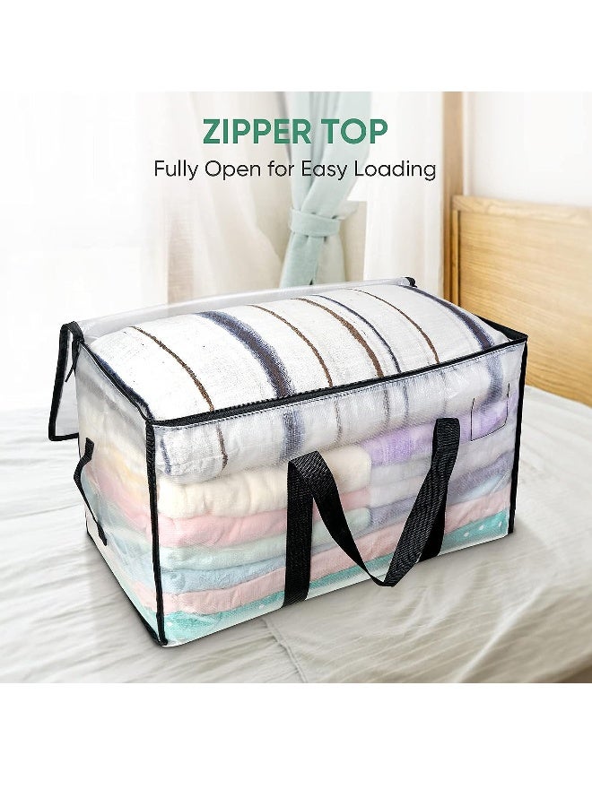 4-Pack Heavy Duty Storage Bags, 92L Foldable Closet Organizer Storage Container, Large Moving Boxes with Backpack Straps, Storage Bins – Packing Bags & Moving Bags  - Image 5