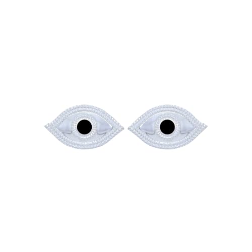 Vail Creations 2 Pcs Medium Silver Eyes for God Goddess MATA Hanuman Ji - Image 1