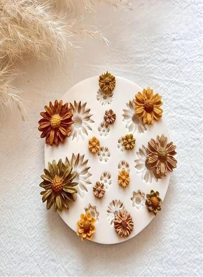 Smello 13 Cavity Daisy Sunflower Flower Silicone Fondant Mould for Chocolate Candy Cake Decoration Cupcake Topper Jelly Dessert Ice Cube Sugarcraft Clay Candle Wax Soap Mini Resin Craft Jewelry Mold. - Image 3