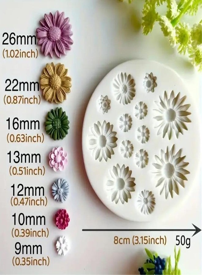 Smello 13 Cavity Daisy Sunflower Flower Silicone Fondant Mould for Chocolate Candy Cake Decoration Cupcake Topper Jelly Dessert Ice Cube Sugarcraft Clay Candle Wax Soap Mini Resin Craft Jewelry Mold. - Image 5