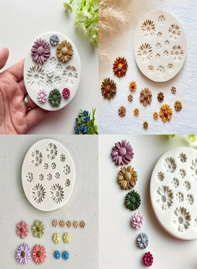 Smello 13 Cavity Daisy Sunflower Flower Silicone Fondant Mould for Chocolate Candy Cake Decoration Cupcake Topper Jelly Dessert Ice Cube Sugarcraft Clay Candle Wax Soap Mini Resin Craft Jewelry Mold. - Image 2