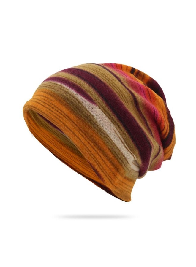 Fashion Rainbow Striped Beanies Skullies Bib Women Men 2 IN 1 Autumn Winter Outdoor Warm Riding Cap Hip Hop Pullover Bonnet