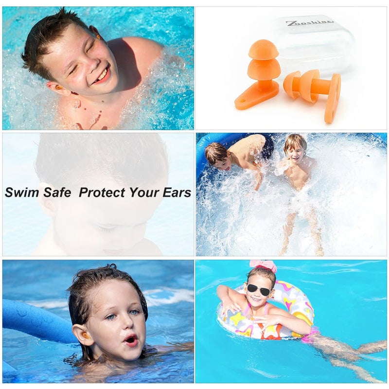 Zooshine 6 Sets Waterproof Kids Swimming Earplugs Case Packed, Protect Children's Ears in Water Shower - Image 2