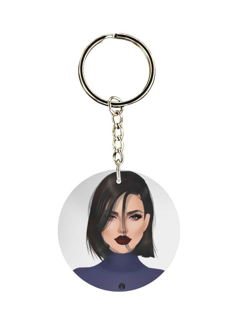RKN Girl Face Printed Double Sided Keychain