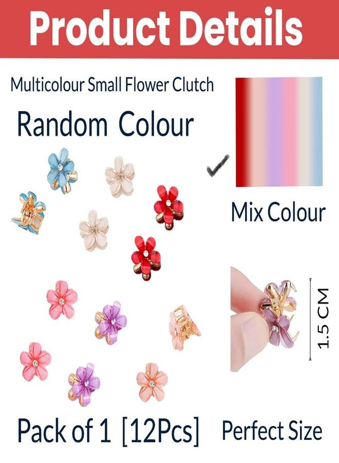 TEMPERIA (12pcs) Korean Style Mini Claw Clips for Girls & Women & Kids | Aesthetic Stylish Hair Accessories for Wedding | Small Pearl Flower Hair Clutcher | Multicolour - Image 2