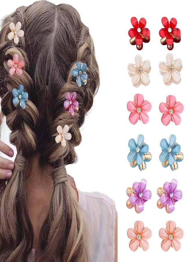 TEMPERIA (12pcs) Korean Style Mini Claw Clips for Girls & Women & Kids | Aesthetic Stylish Hair Accessories for Wedding | Small Pearl Flower Hair Clutcher | Multicolour - Image 1