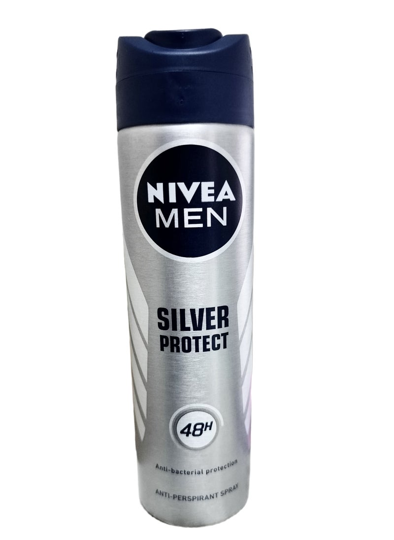 NIVEA MEN Nivea Men Anti-perspirant Spray for Men, Silver Protect Anti-bacterial Protection, 150ml 