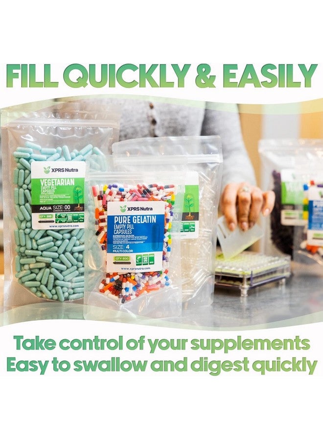 XPRS Nutra Size 2 Empty Capsules - 500 Count Clear Empty Gelatin Capsules - Pills DIY Capsule Filling - Pure Bovine Pill Gel Caps for Do-It-Yourself Supplements - Image 2