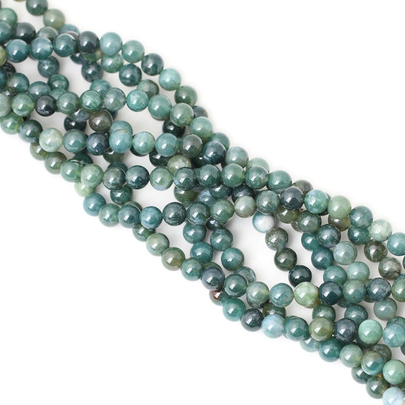 CHEAVIAN 45PCS 8mm Natural Moss Agate Gemstone Round Loose Beads for Jewelry Making DIY 1 Strand 15" - Image 4