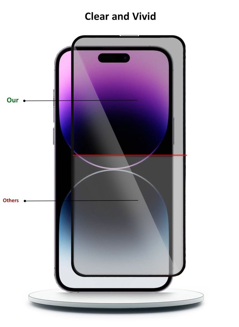 NYORK - واقي شاشة مضاد للغبار وخاصية الخصوصية لهاتف Apple iPhone 14 Pro Max - واقي زجاجي مقوى ممتاز (أسود) - Image 1