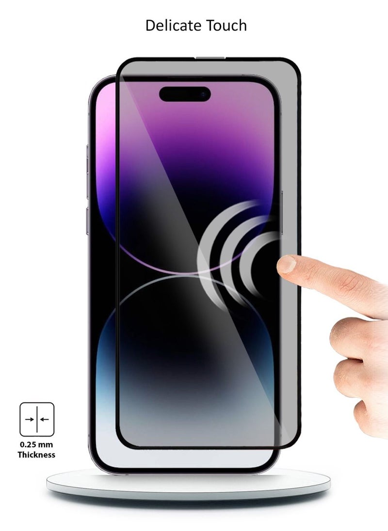 NYORK - واقي شاشة مضاد للغبار وخاصية الخصوصية لهاتف Apple iPhone 14 Pro Max - واقي زجاجي مقوى ممتاز (أسود) - Image 1