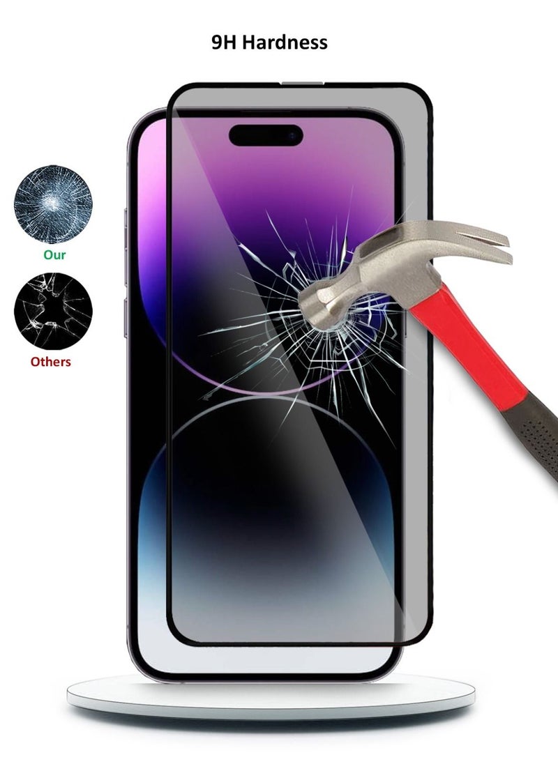 NYORK - واقي شاشة مضاد للغبار وخاصية الخصوصية لهاتف Apple iPhone 14 Pro Max - واقي زجاجي مقوى ممتاز (أسود) - Image 1