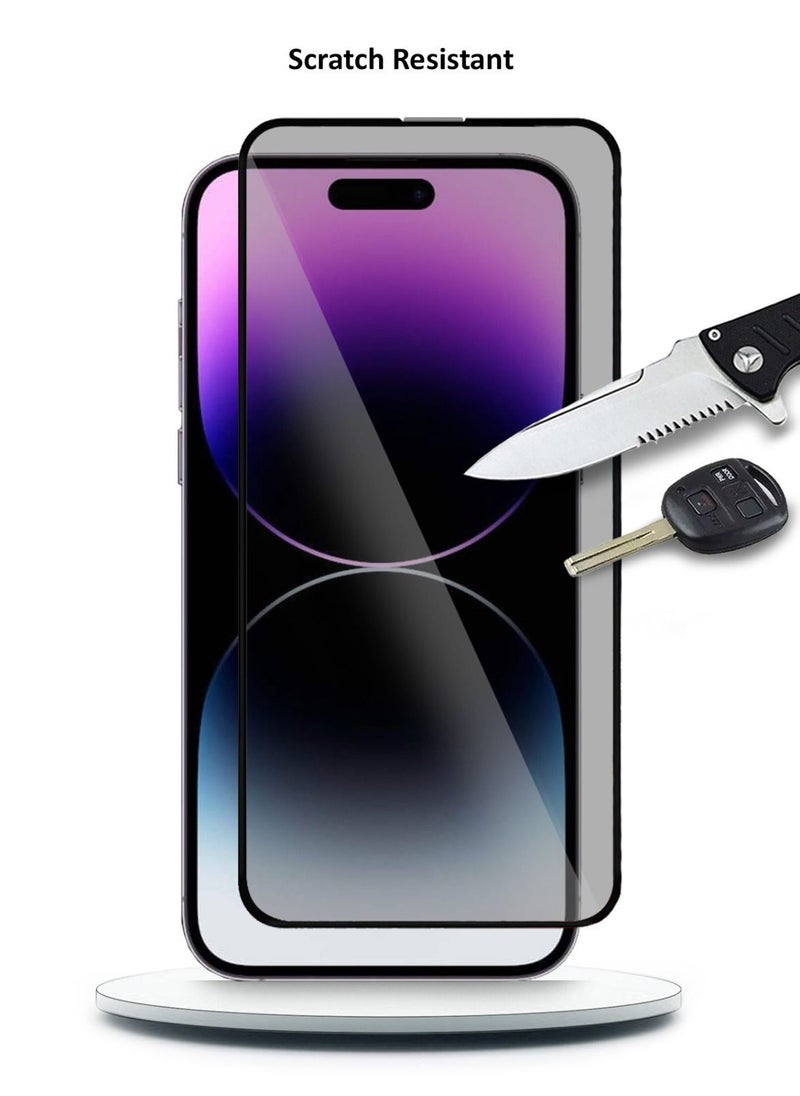 NYORK - واقي شاشة مضاد للغبار وخاصية الخصوصية لهاتف Apple iPhone 14 Pro Max - واقي زجاجي مقوى ممتاز (أسود) - Image 1