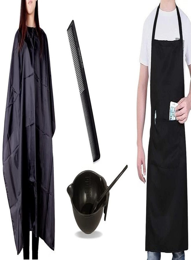 Bigwheels Combo Of Hair Dye Bowl Brush,Comb, Black Pocket Apron And Hair Cutting Sheet - Image 1