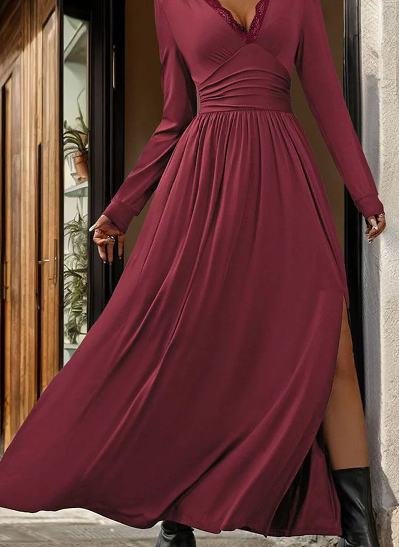يونيكي Magenta Solid Maxi Dress