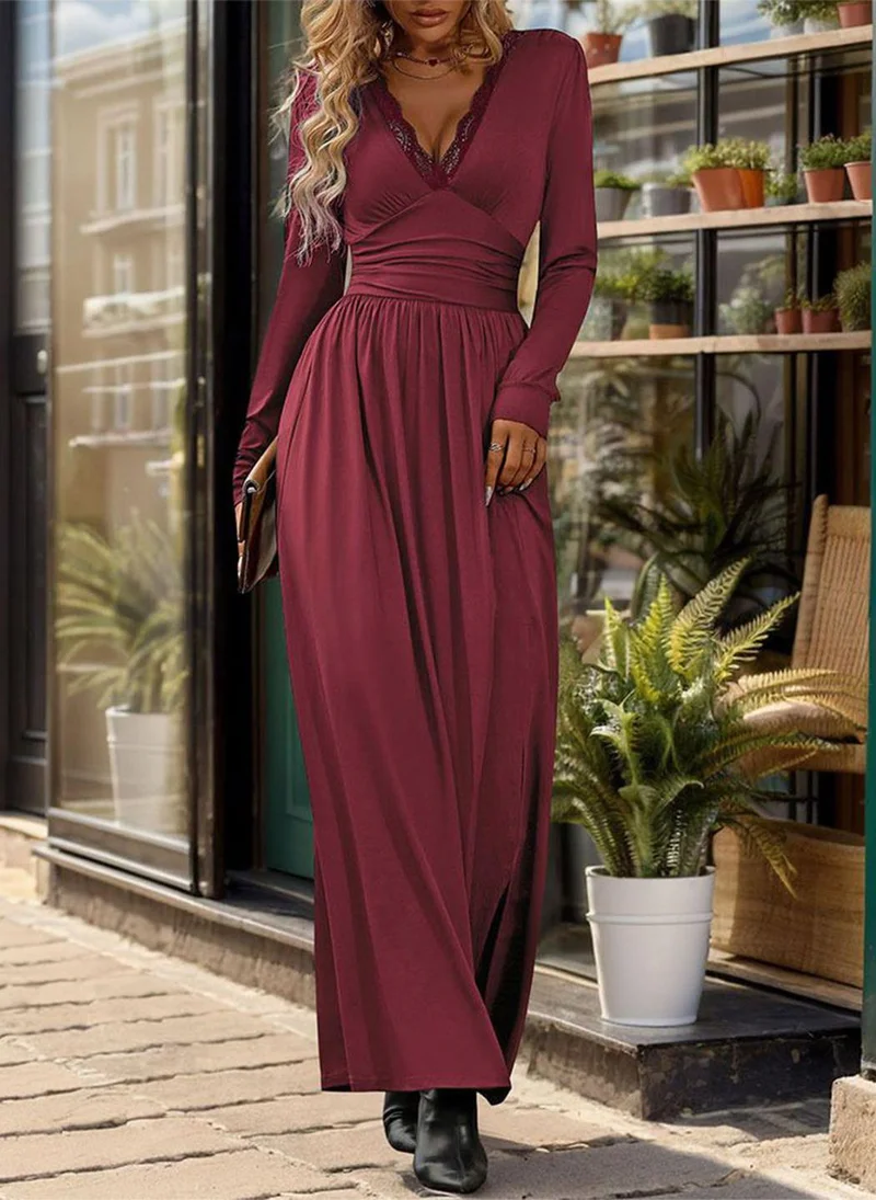 يونيكي Magenta Solid Maxi Dress
