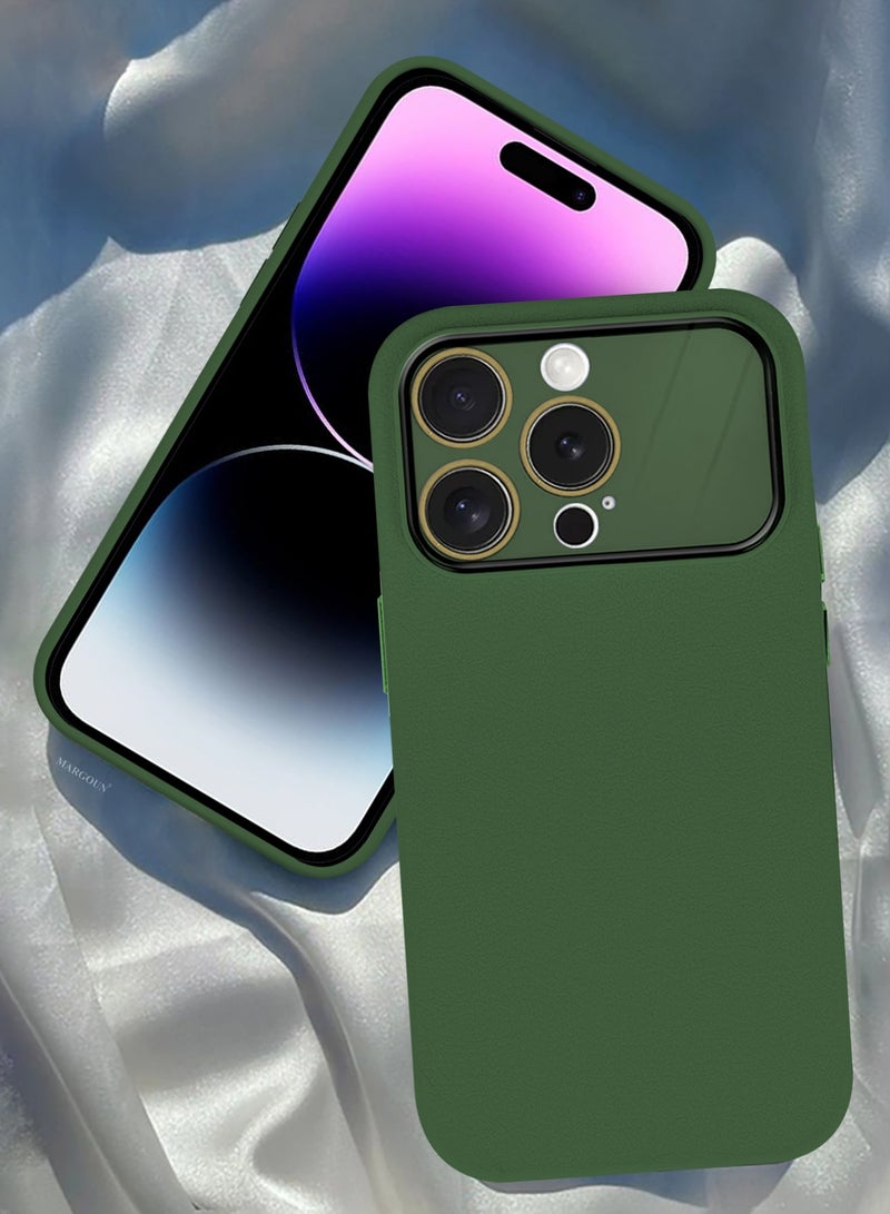 Hard Silicone Case Cover for Apple iPhone 14 Pro - Cover with Camera Protection Bumper - Auto Focus Design - Dark Green - Image 4