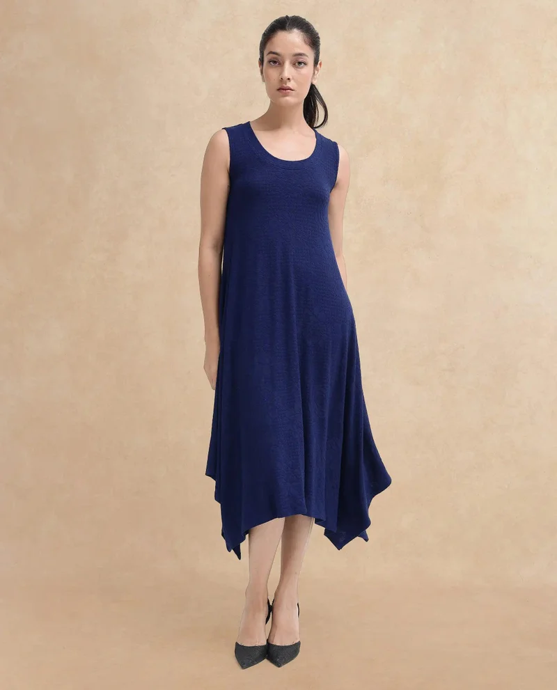 Rareism Women's Floral Jacquard Knit Flared Midi Dress