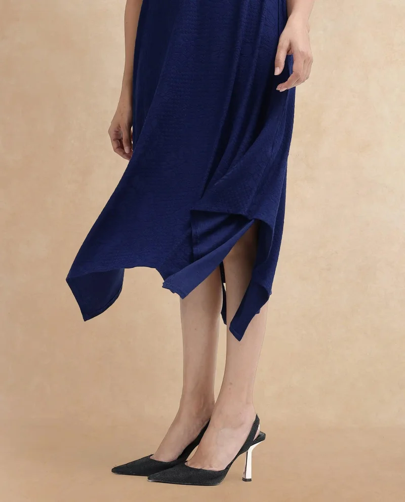 Rareism Women's Floral Jacquard Knit Flared Midi Dress