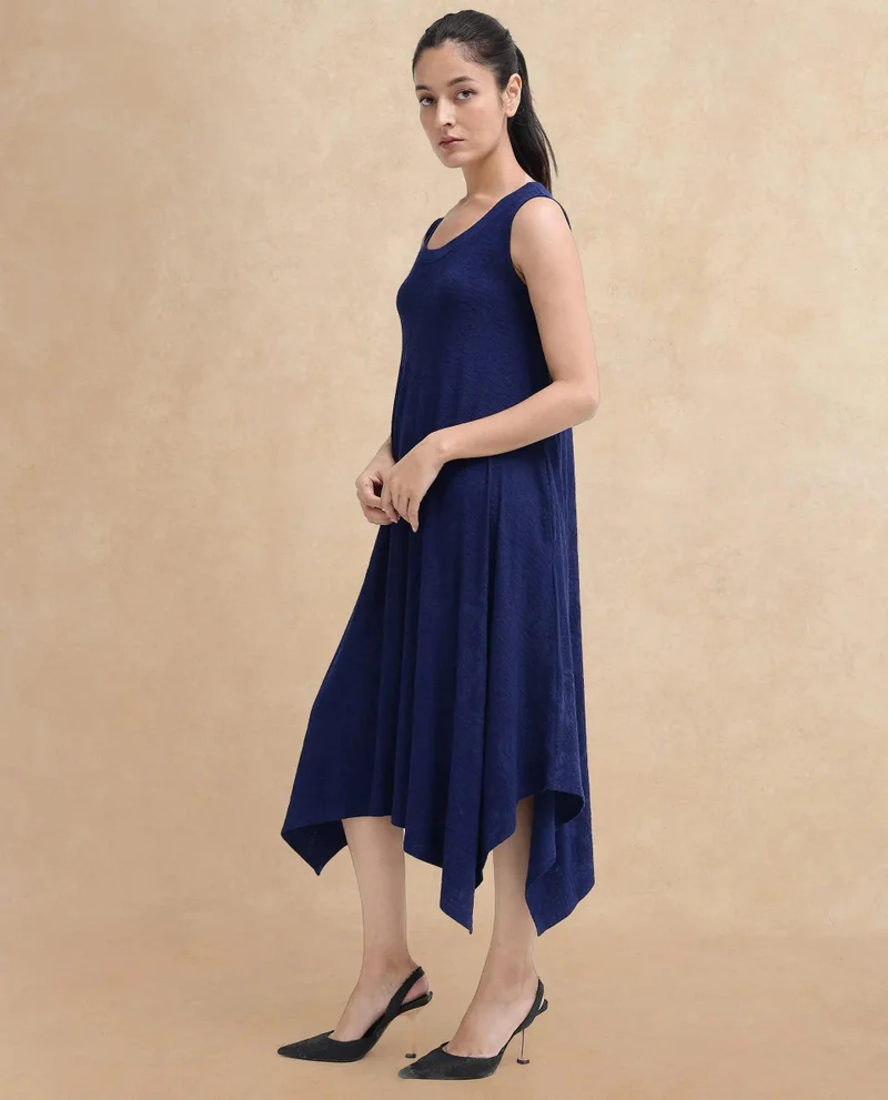 Rareism Women's Floral Jacquard Knit Flared Midi Dress