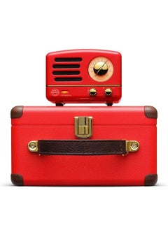 OTR Metal Portable Bluetooth Speaker with Retro knob Tuner FM Radio, Also with Suitcase Gift Case, Wireless Bluetooth Speaker with Loud Stereo Sound, for Home Outdoor Travel