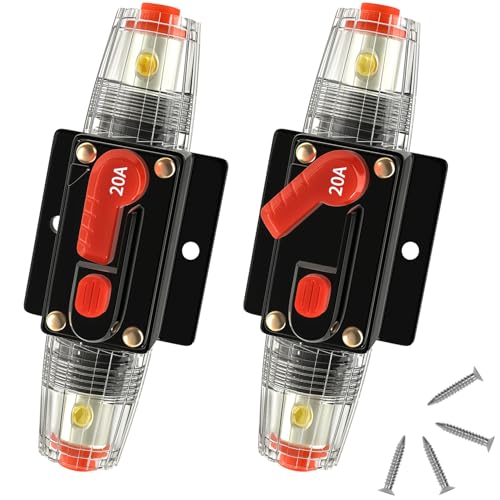 Bolipoeq 20 Amp Manual Reset Circuit Breaker DC 1248V Waterproof Inline Fuse Holder 315 AWG Overload Protection for Car Audio Sound Amplifier System RV Marine Boat Truck Solar Pack of 2 - Image 1